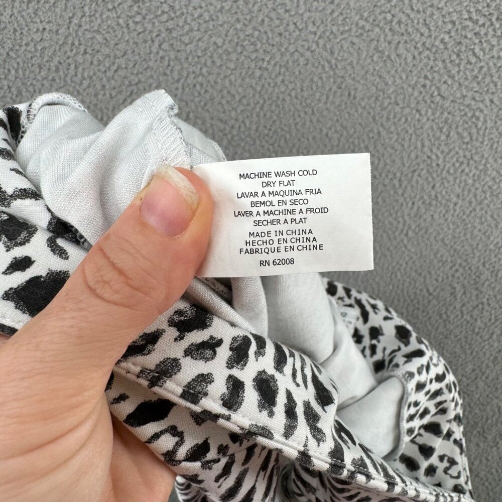 Lena Gabrielle Animal Print Pants Womens Black White Pull On Stretch Size 12 - Picture 5 of 10